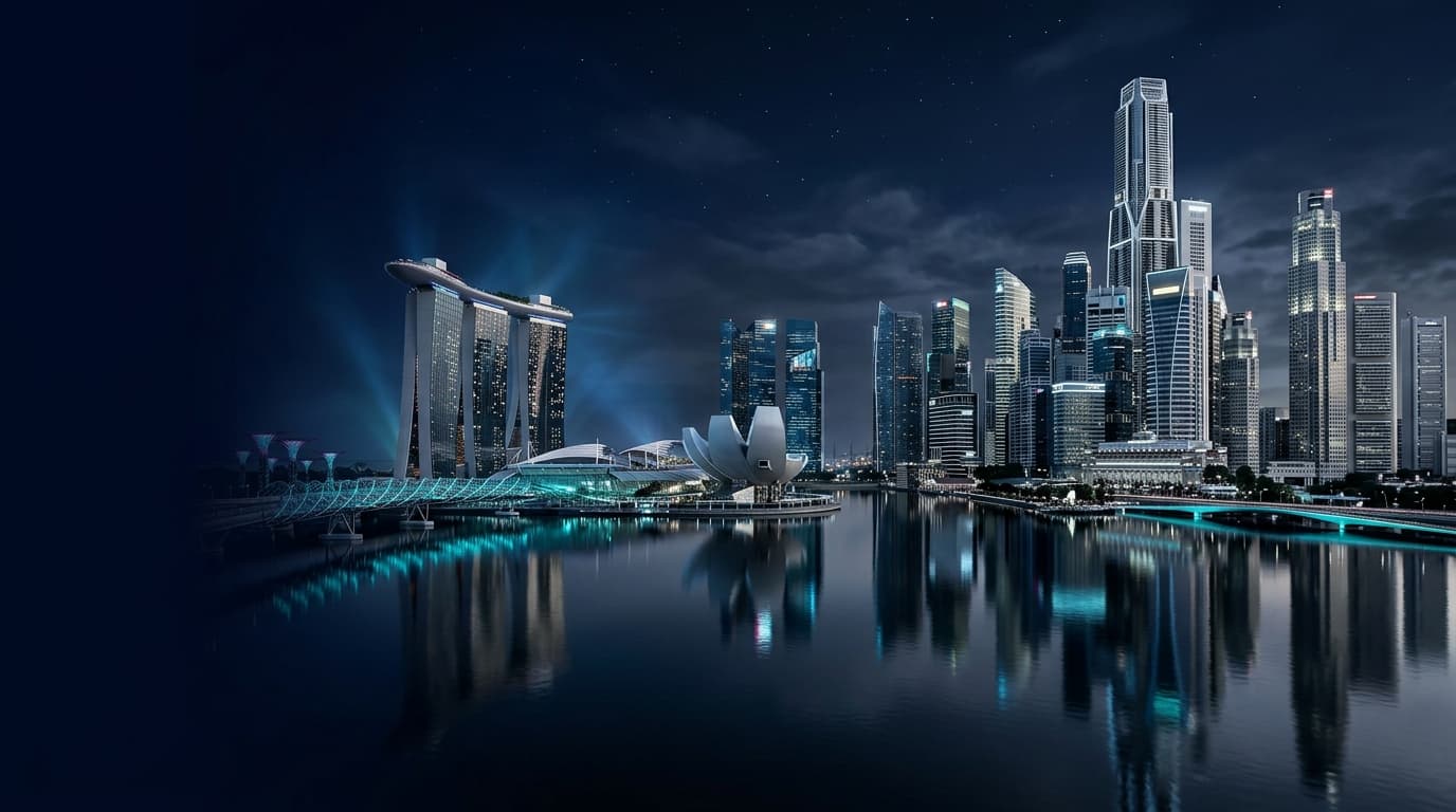 Singapore Business District Silver Skyline Background